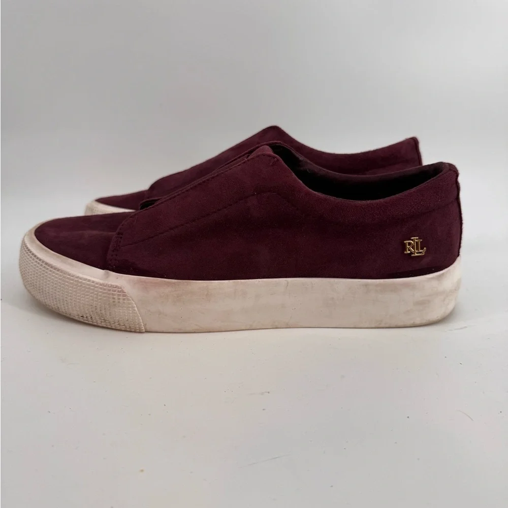 RALPH LAUREN BURGUNDY LEATHER SNEAKERS SIZE 7,5